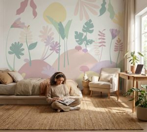 Painel Botanico Alvorada no quarto teen