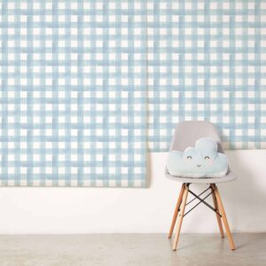 Papel de parede Xadrez Aquarela Vichy - AZUL