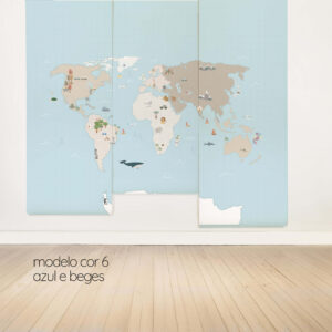 Painel Mapa Mundi Kids Design Casa, exclusivo sob medida